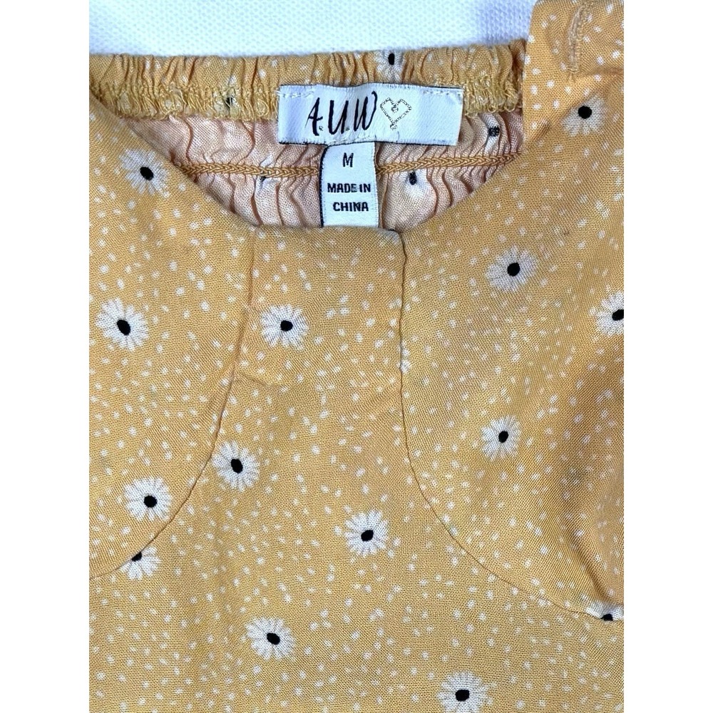 A.U.W Dress Women's Medium Floral Orange Pockets Summer Sleeveless - Picture 3 of 9